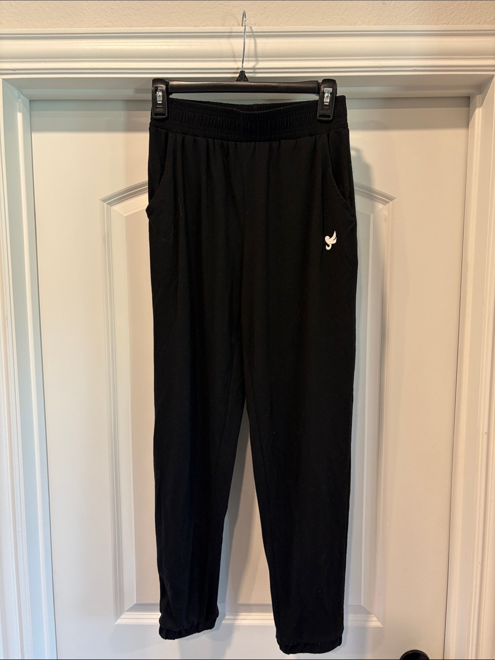 Black Jogger Pants with Small White Logo